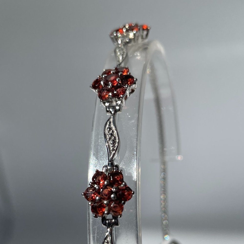 Mozambique Garnet Floral Bracelet -- Bolo Style